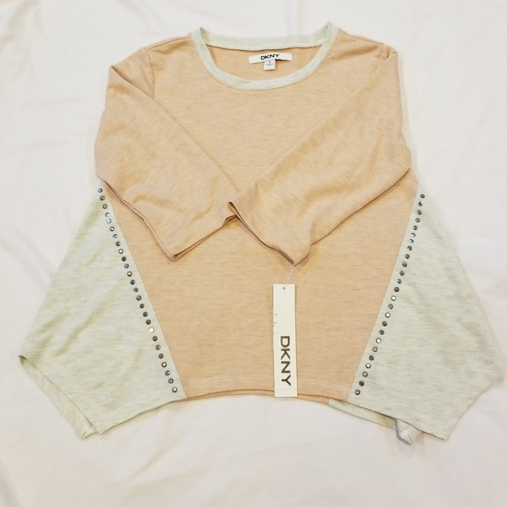 DKNY girl pink and grey with silver studs shirt